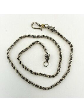 Barbara Bixby Necklace Rope Chain 18K Gold 925 Sterling Silver Twisted 16" Hook